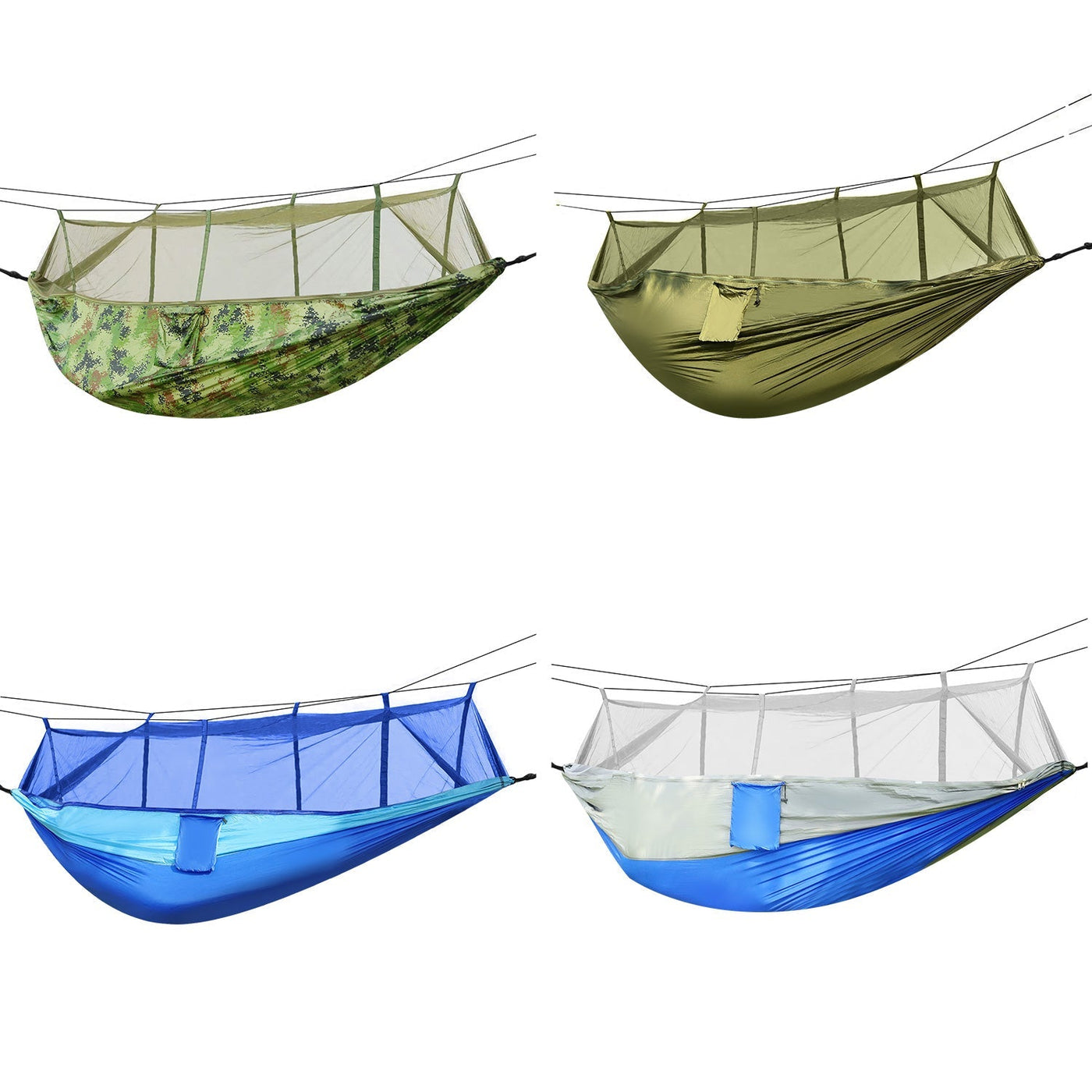 600lbs Load 2 Persons Hammock w/Mosquito Net Outdoor Hiking Camping Hammock Portable Nylon Swing Hanging Bed w/ Strap Hook Carry Bag