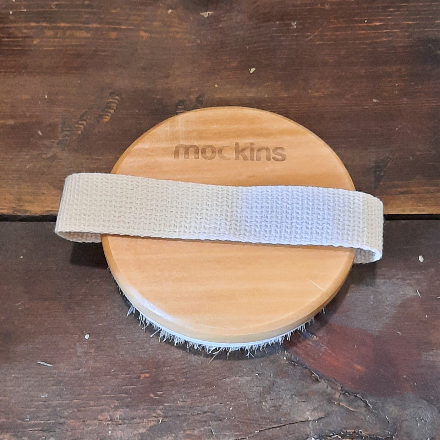 Round Palm Body Brush w/ Natural Bristles & Massage Nodules