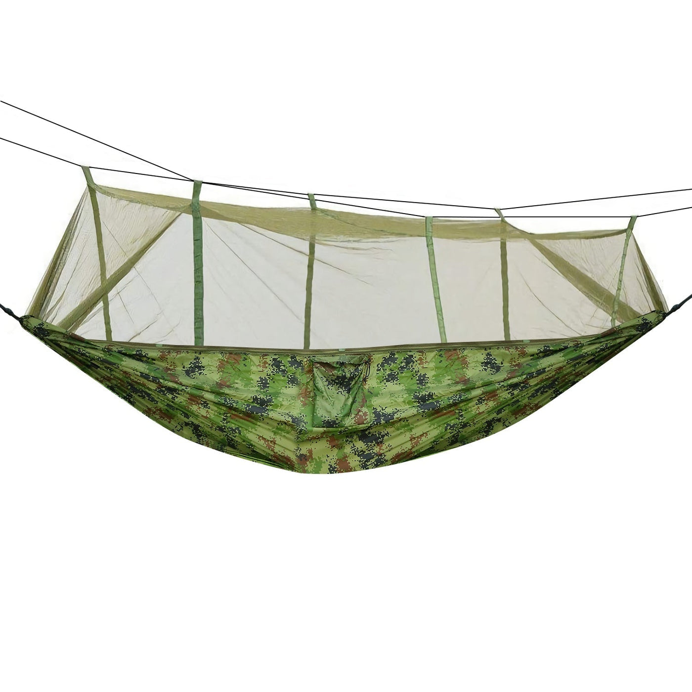600lbs Load 2 Persons Hammock w/Mosquito Net Outdoor Hiking Camping Hammock Portable Nylon Swing Hanging Bed w/ Strap Hook Carry Bag