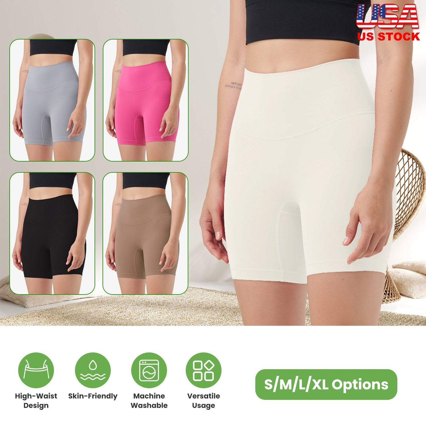 Women\'s High Waist Biker Shorts Tummy Control Pants Athletic Leggings Spandex Booty Shorts with 6.3In Inseam No Front Seam for Workout Yoga Running V