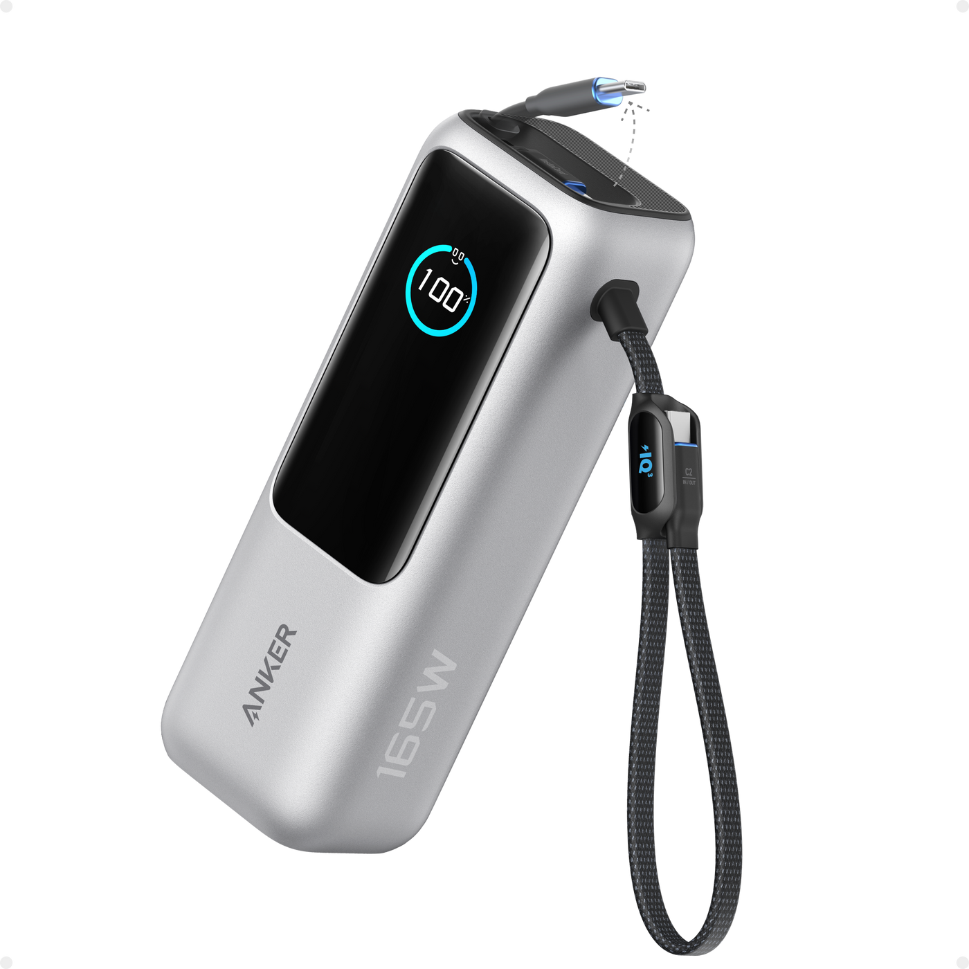 Anker Laptop Power Bank (25K, 165W, Built-In and Retractable Cables)