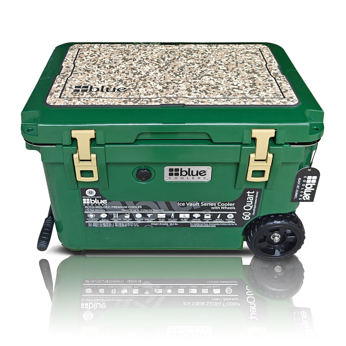 60 Quart Ice Vault Roto-Molded Cooler with Wheels