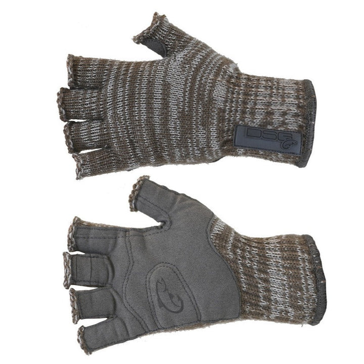 Merino Wool & Leather Fingerless Ice Fishing Gloves