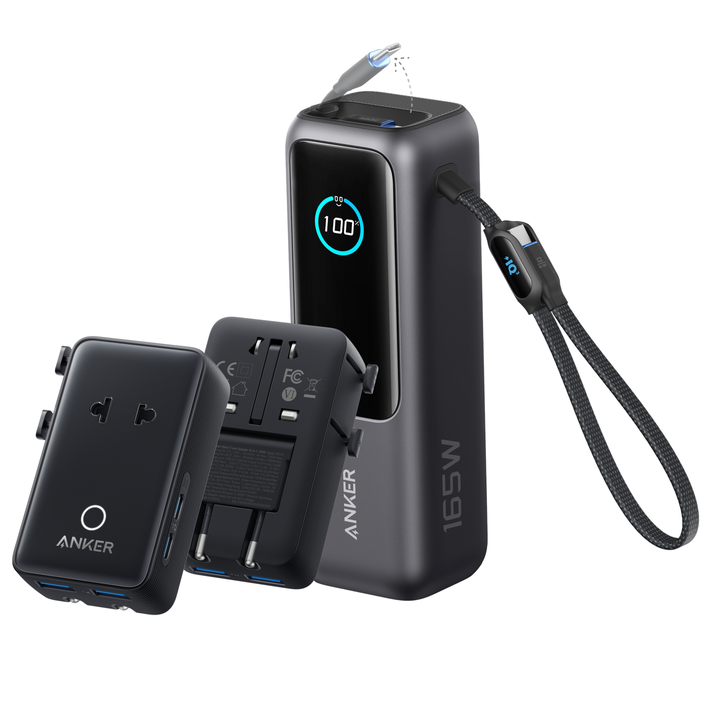 Anker Laptop Power Bank (25K, 165W, Built-In and Retractable Cables)