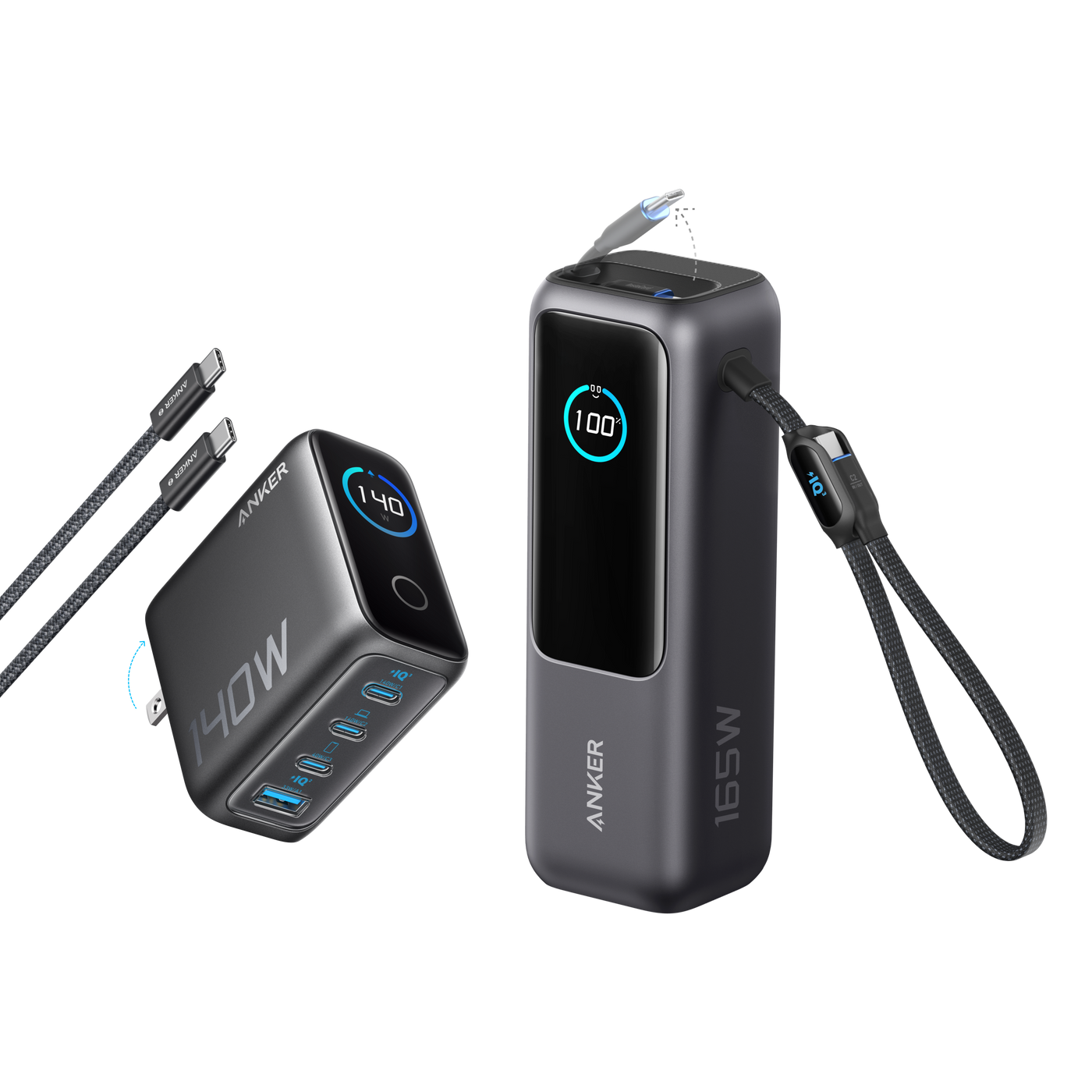 Anker Laptop Power Bank (25K, 165W, Built-In and Retractable Cables)