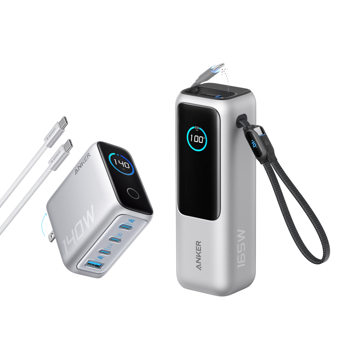 Anker Laptop Power Bank (25K, 165W, Built-In and Retractable Cables)