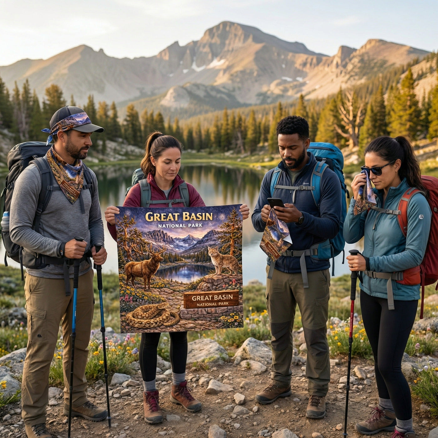 Great Basin National Park Handy Map Microfiber Cloth Bandana