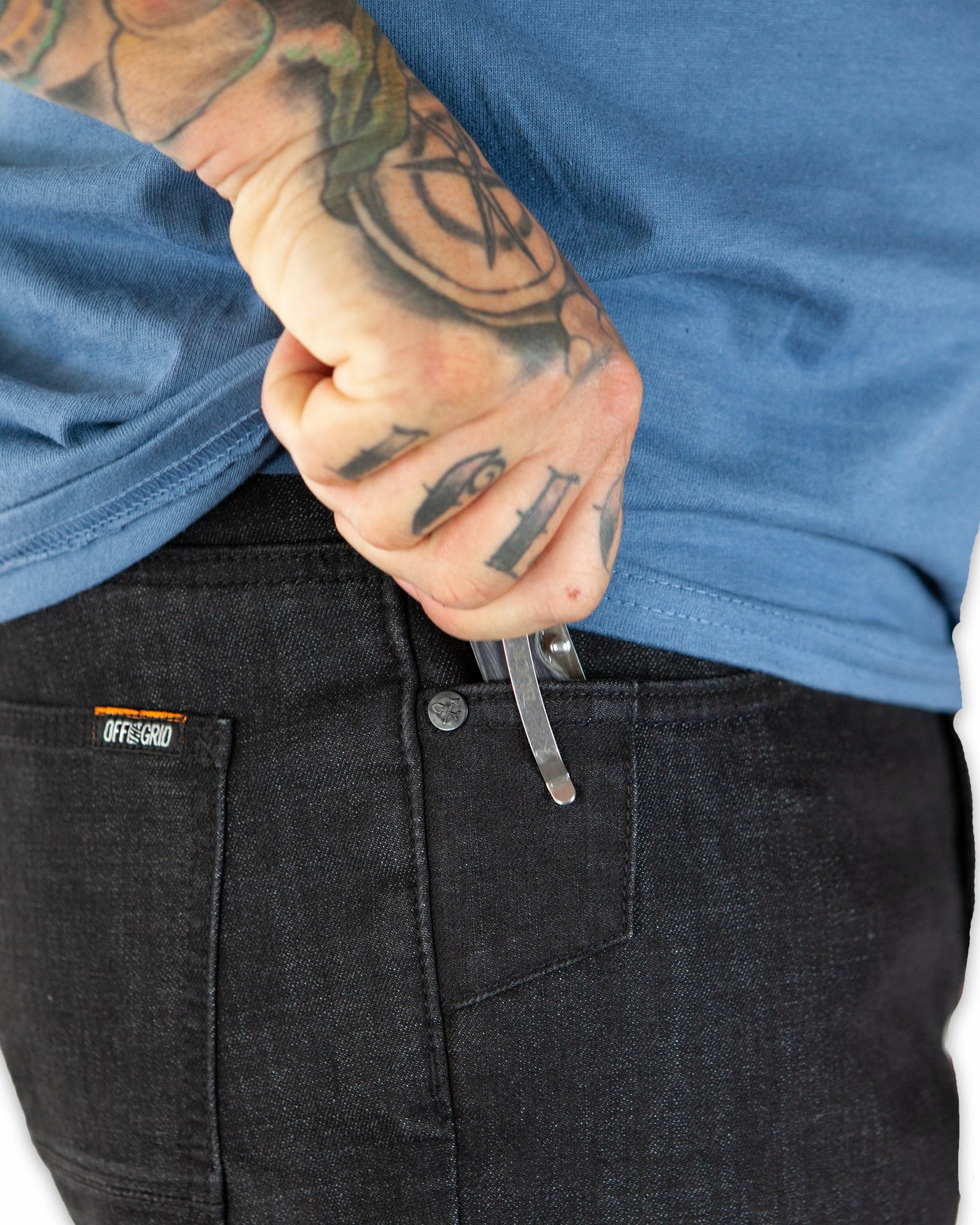 Hideout Denim Taper Fit Pants - Black
