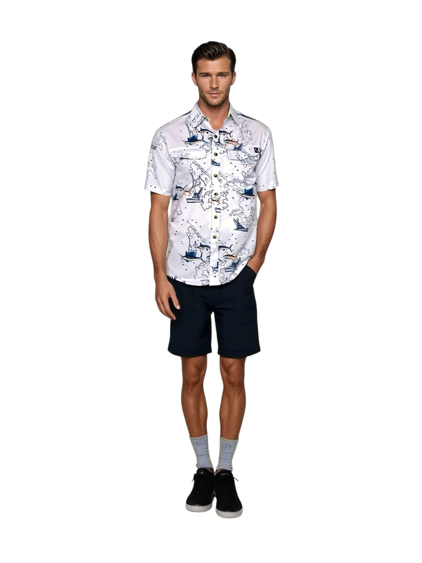 Men's Marine Charts UV Vented Fishing Shirt