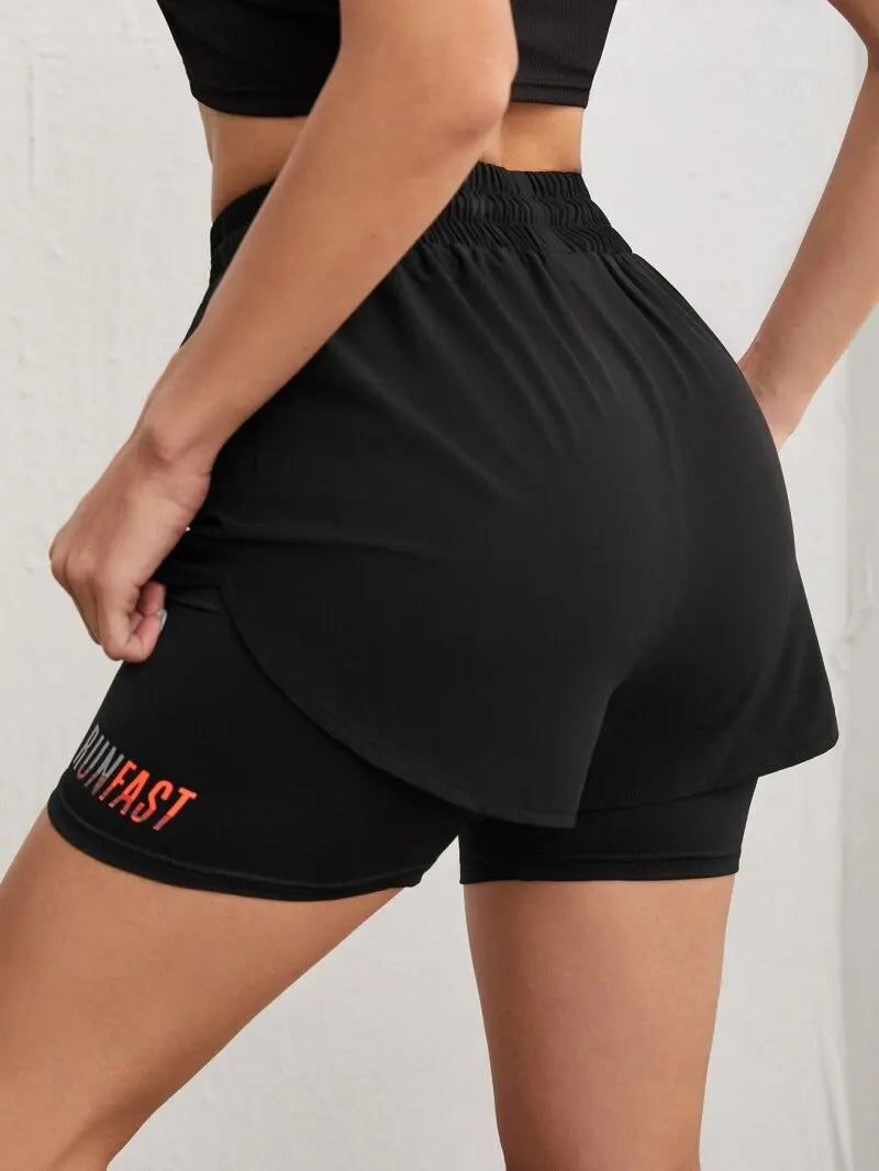 High Waisted Yoga Shorts with Elastic Waistband