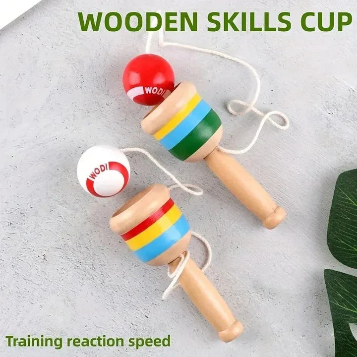 Montessori Wooden Skill Sword Cup Toy – Educational Throw & Catch Game