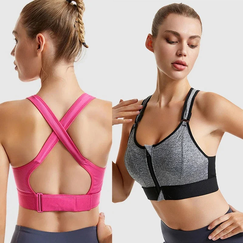 Padded, Shockproof Sports Bra with Criss-Cross Straps