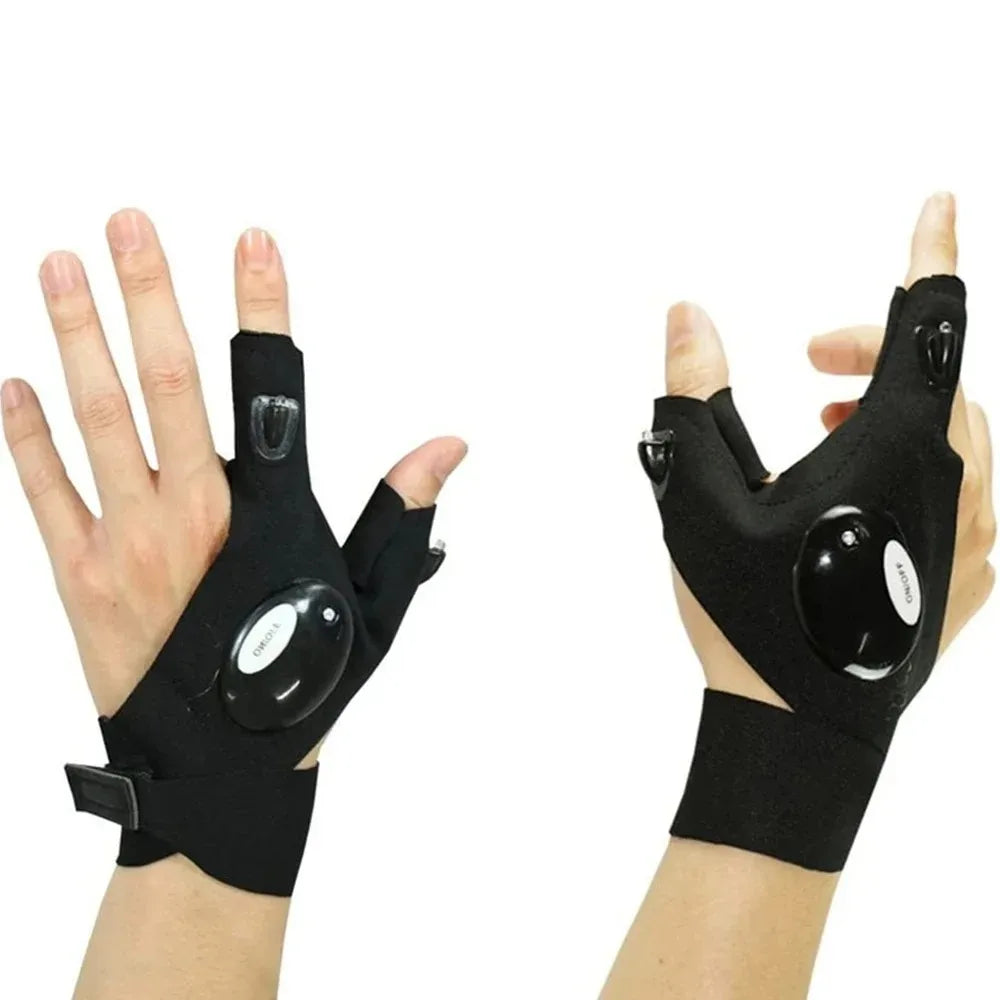 LED Flashlight Luminous Running Gloves Waterproof Cycling Camping Hiking Rescue Glove Lamp Lighting Gloves Fingerless Gloves