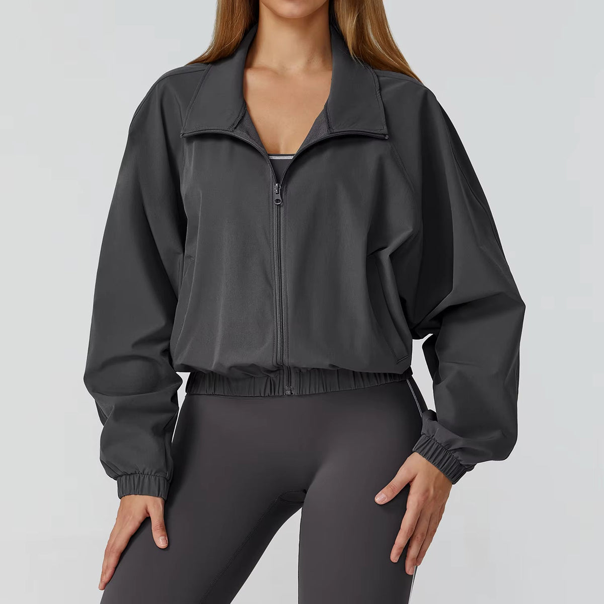 Gym & Fitness Jacket: Long Sleeve Yoga Top with Pockets