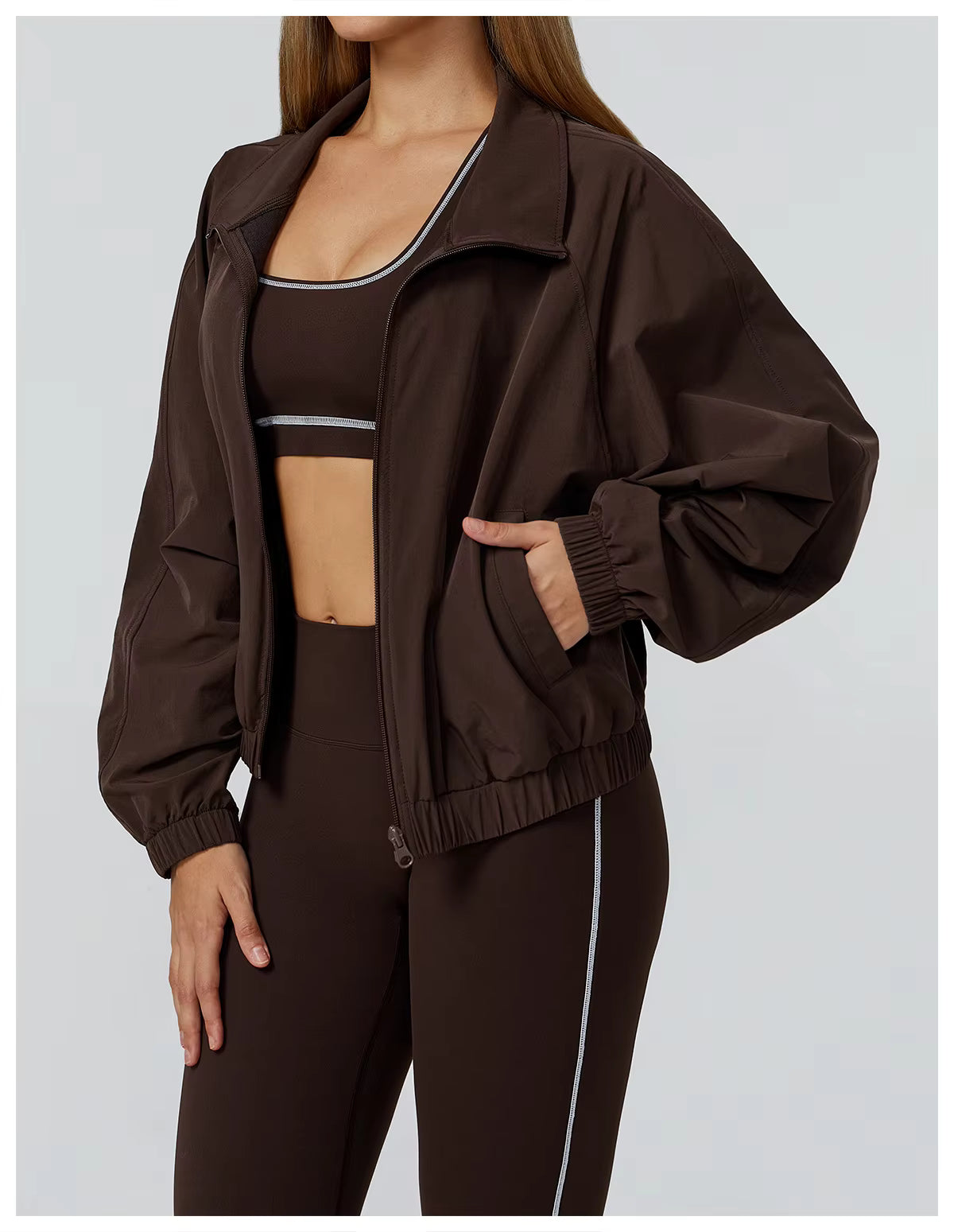 Gym & Fitness Jacket: Long Sleeve Yoga Top with Pockets