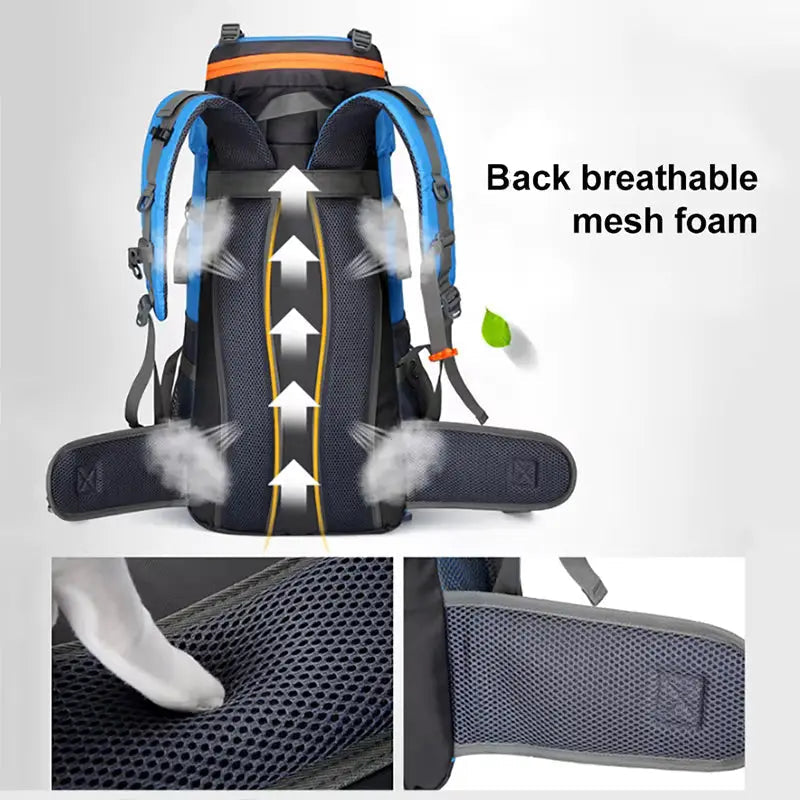 70L Camping Backpack Hiking Waterproof Travel Bags
