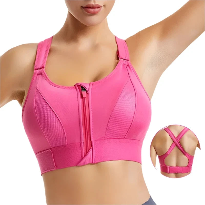 Padded, Shockproof Sports Bra with Criss-Cross Straps