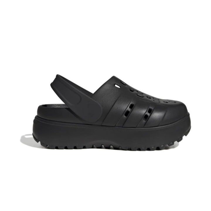 adidas WOMEN'S ADILETTE CLOG PLATFORM SLIDE SANDALS - Black
