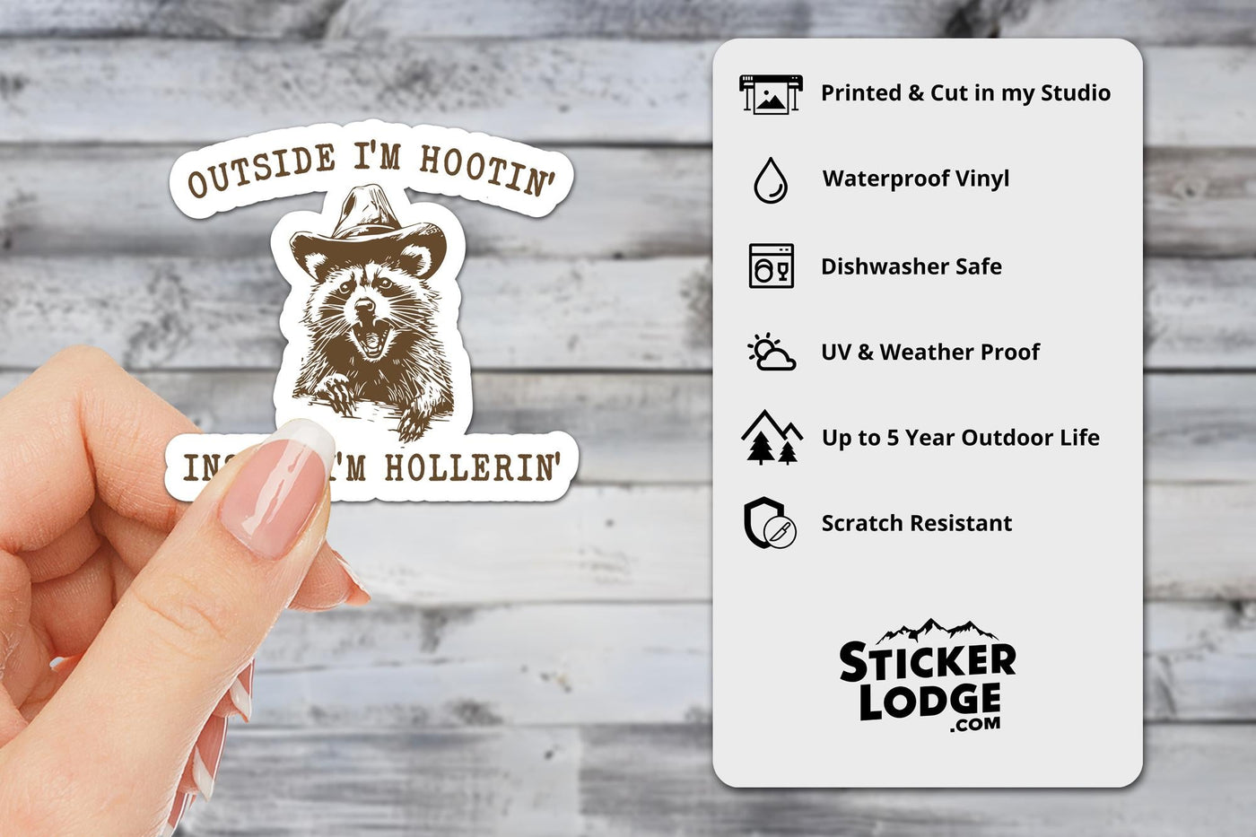 Outside I'm Hootin' Inside I'm Hollerin' Vinyl Sticker