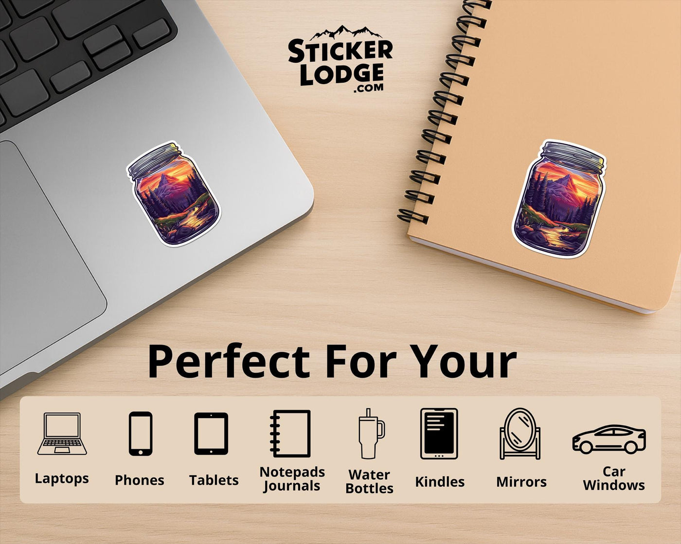 Sunset Mountain Escape Vinyl Sticker