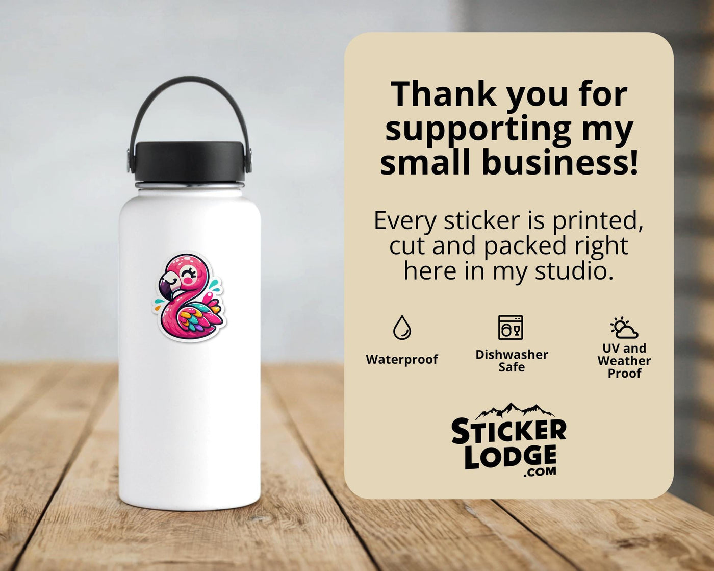 Kawaii Flamingo Vinyl Sticker