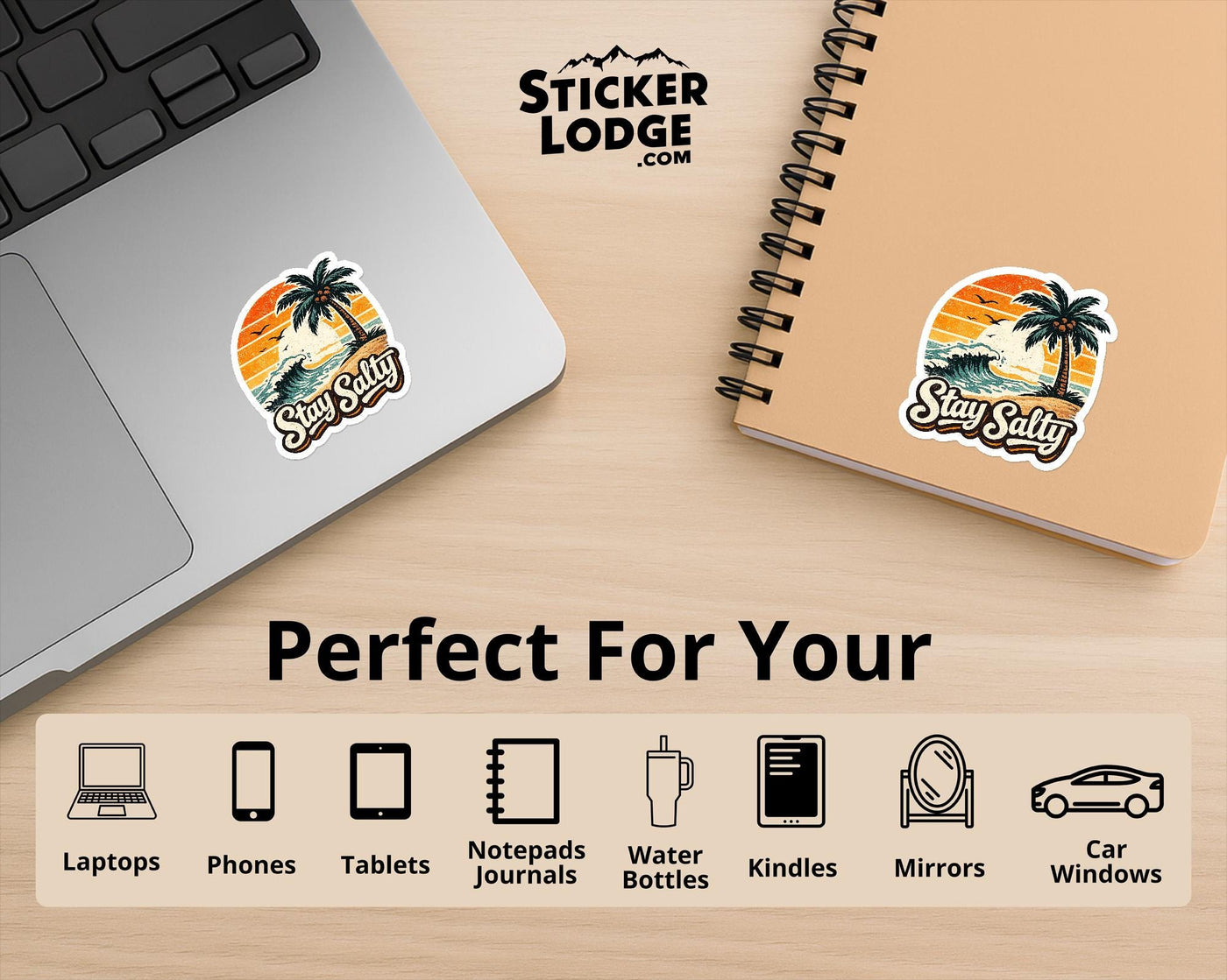 Stay Salty Retro Vintage Summer Beach Vinyl Sticker