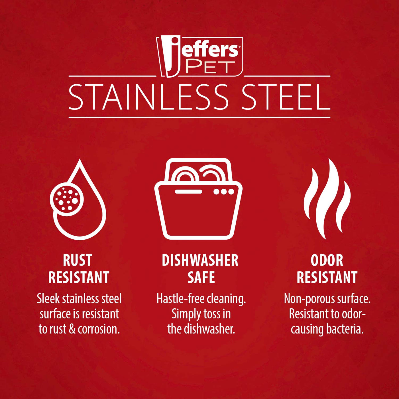 Jeffers Stainless Steel Embossed Wide-Lip Food & Water Pet Bowls