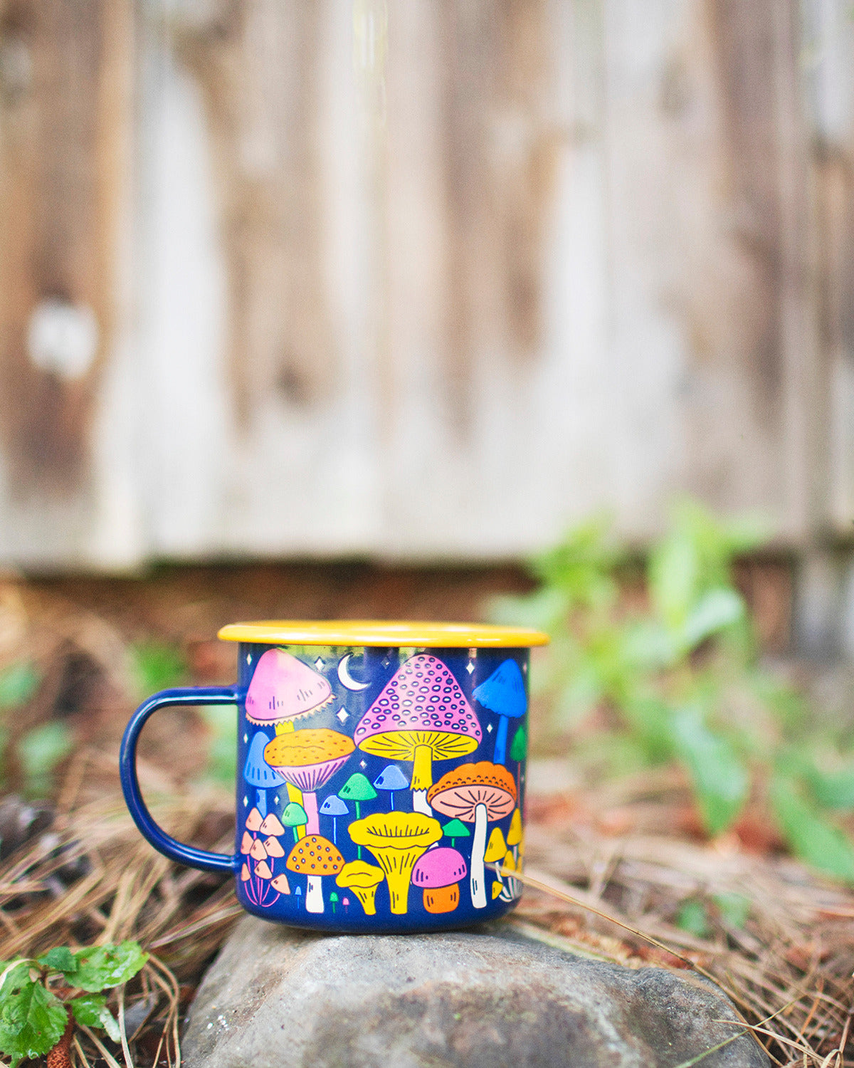 Midnight Mushroom Enamel Mug 16oz