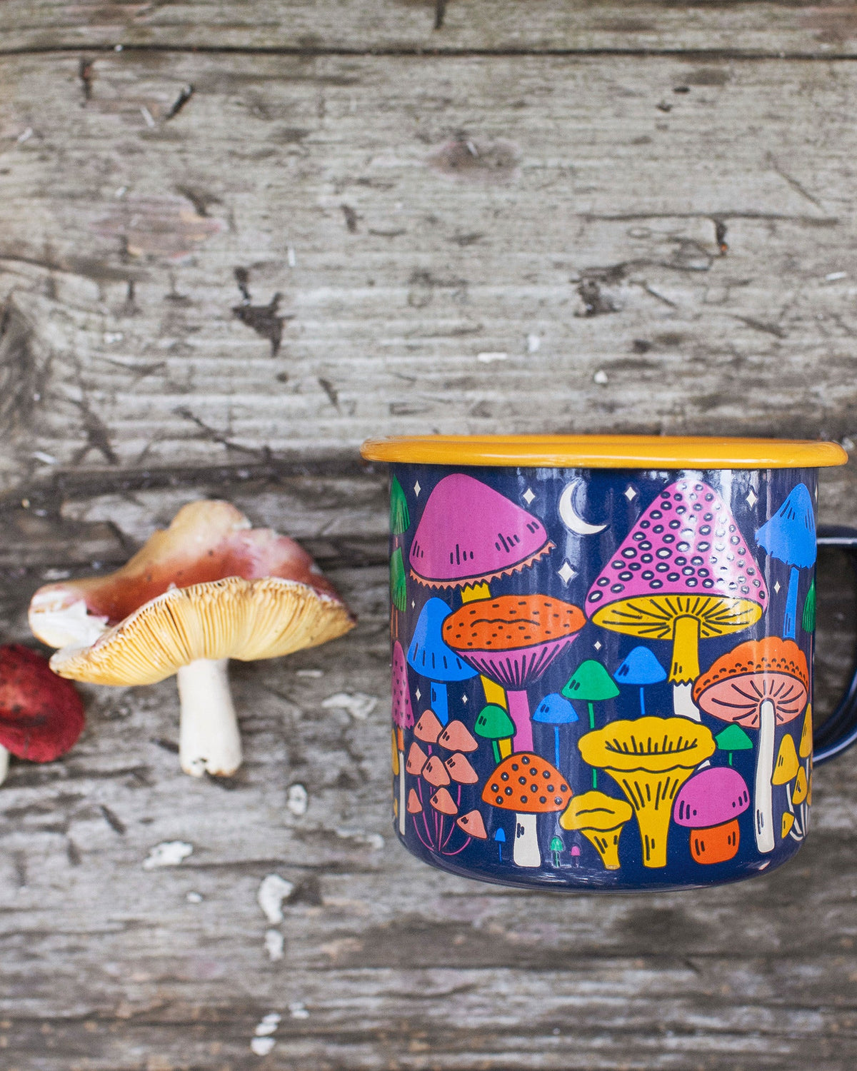Midnight Mushroom Enamel Mug 16oz
