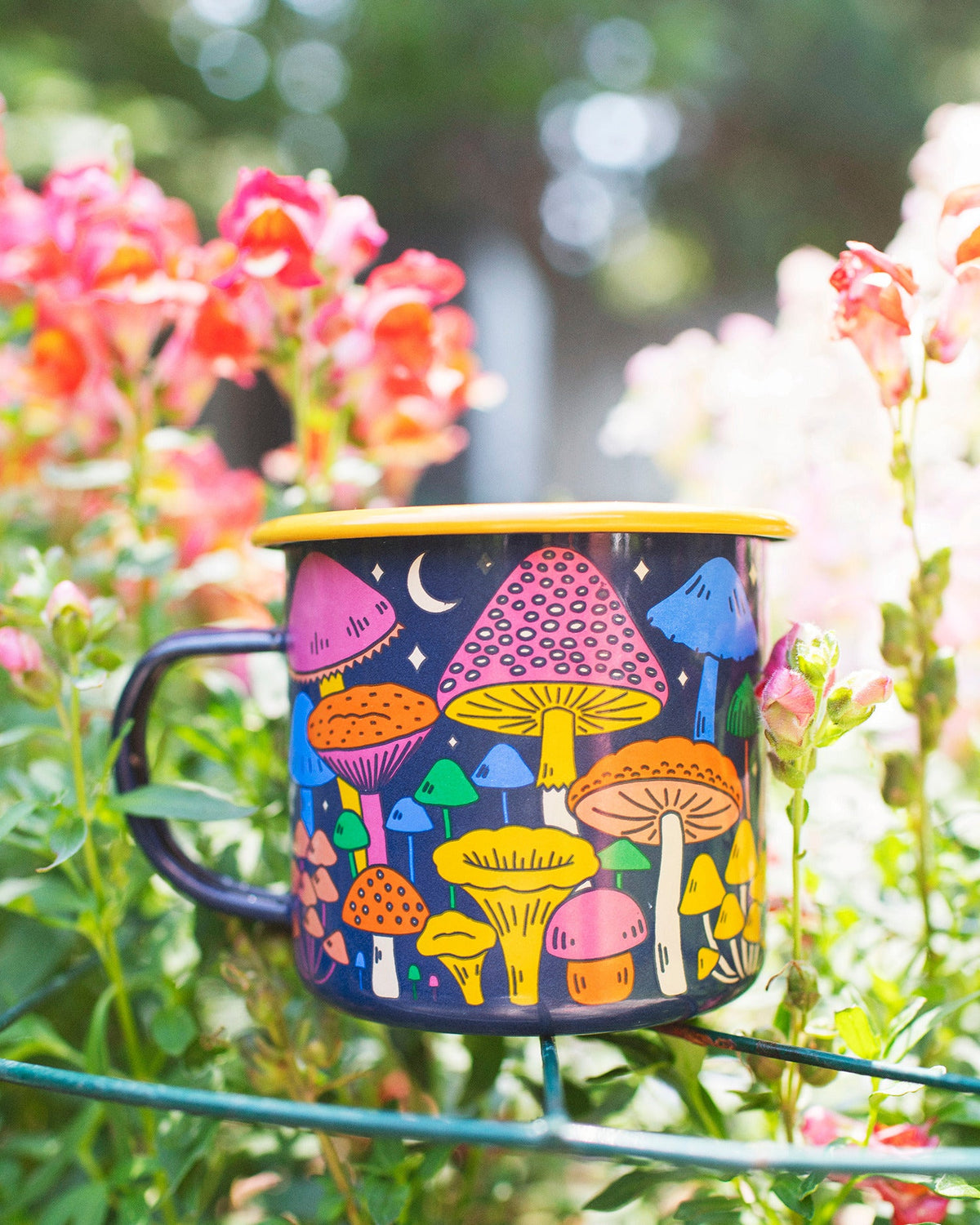 Midnight Mushroom Enamel Mug 16oz