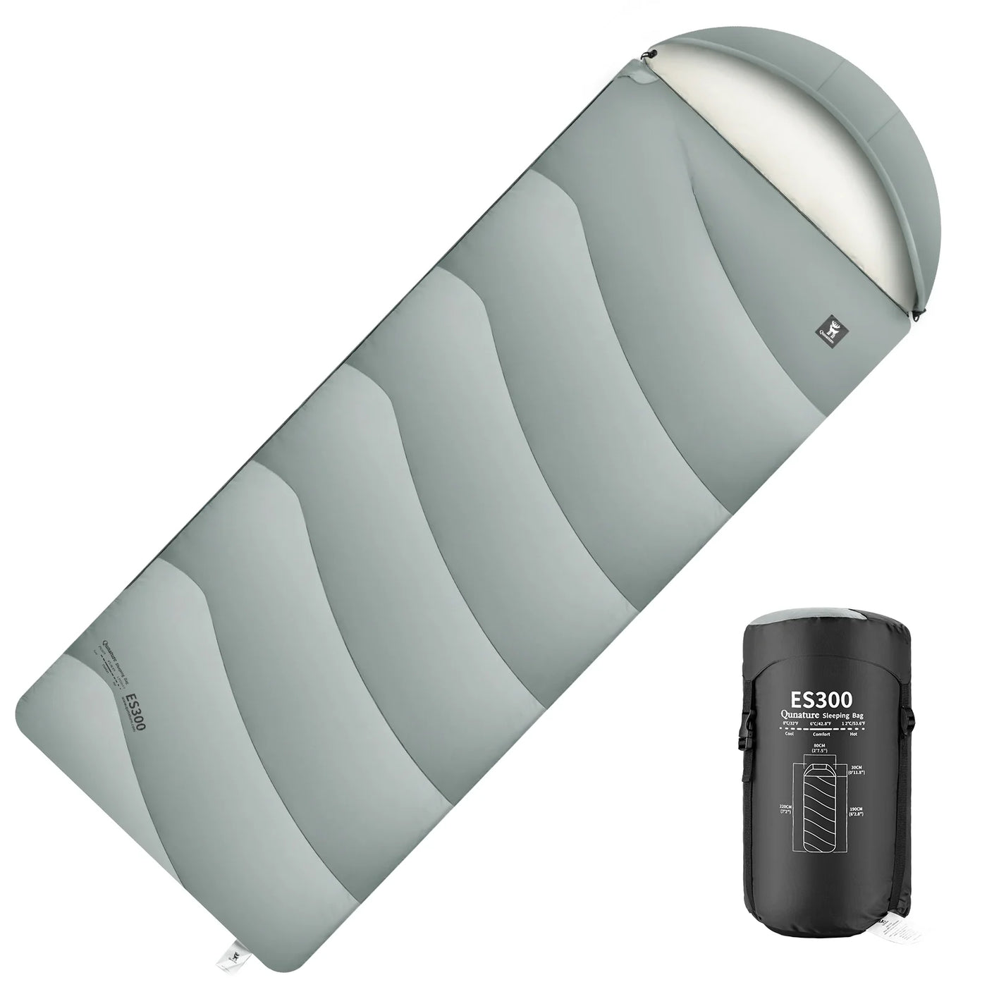 Cotton Envelope Portable Backpacking Sleeping Bag for Outdoor Camping with Compression Sack