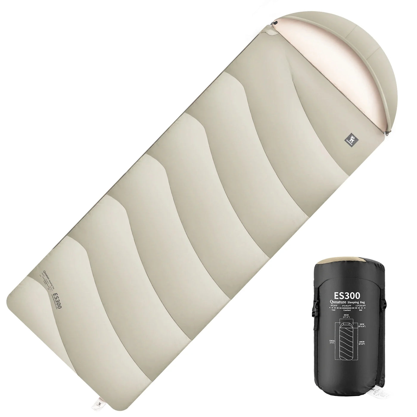 Cotton Envelope Portable Backpacking Sleeping Bag for Outdoor Camping with Compression Sack