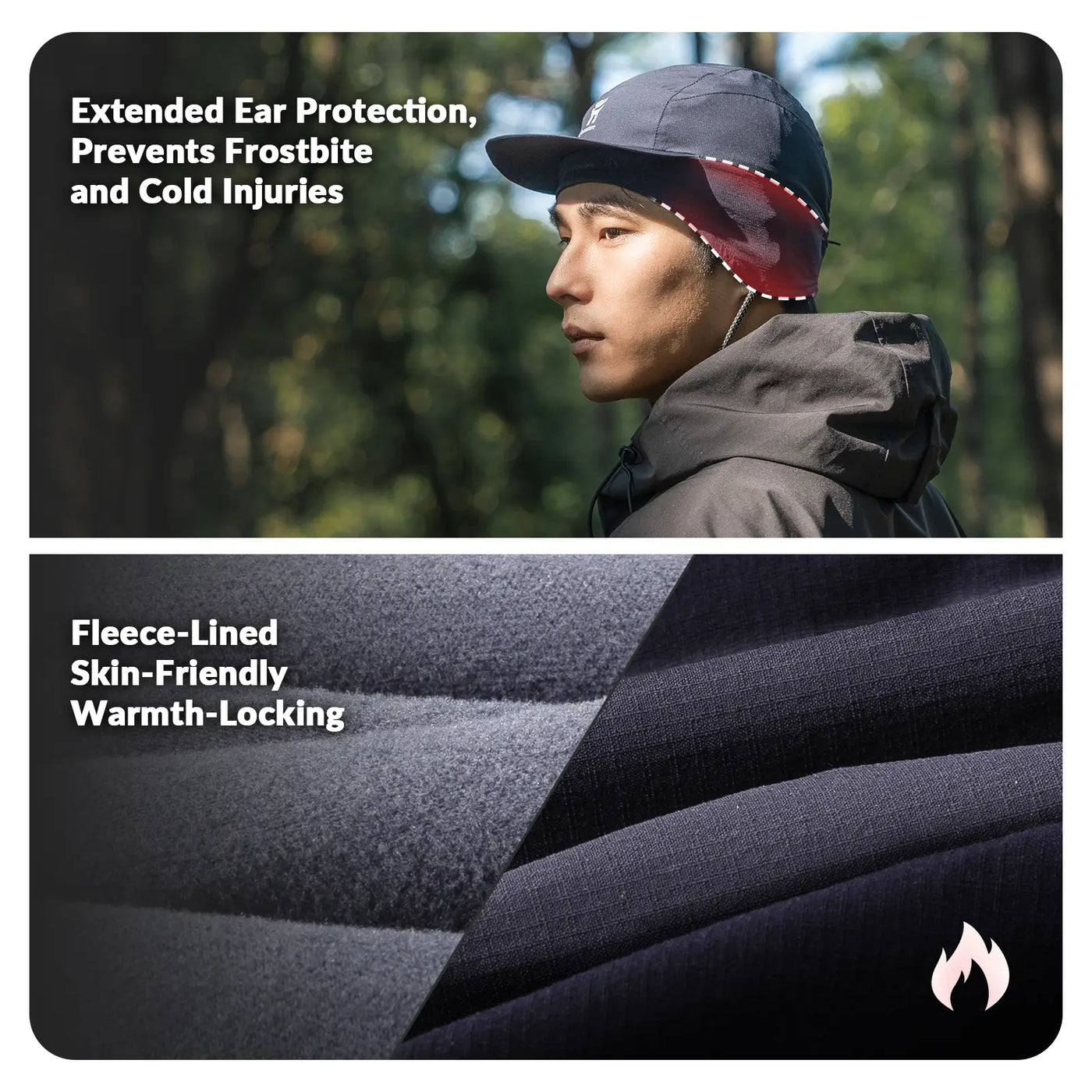 Fleece Baseball Cap with Ear Flaps – Winter Warm Hat for Windproof Running, Cycling & Hiking Cap
