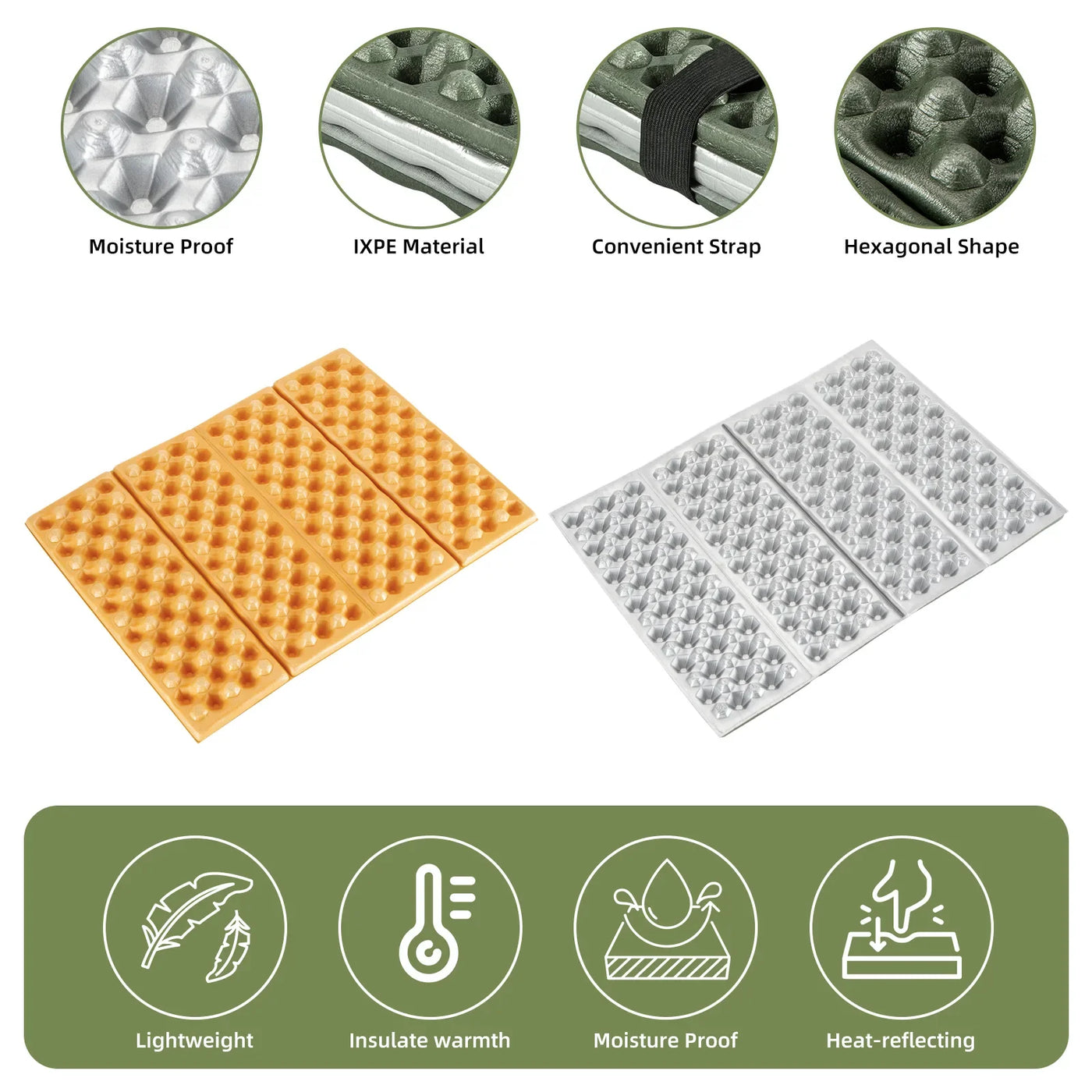 Folding Seat Pad Mat with Foam for Hiking & Camping,  Lightweight & Portable