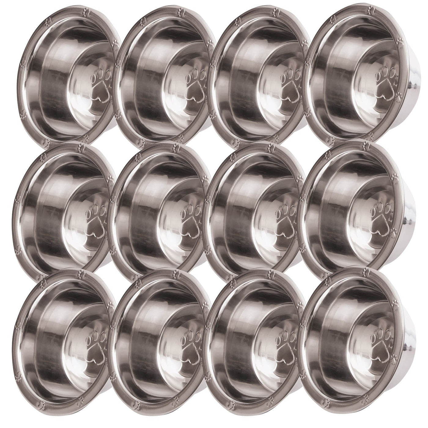 Jeffers Stainless Steel Embossed Wide-Lip Food & Water Pet Bowls