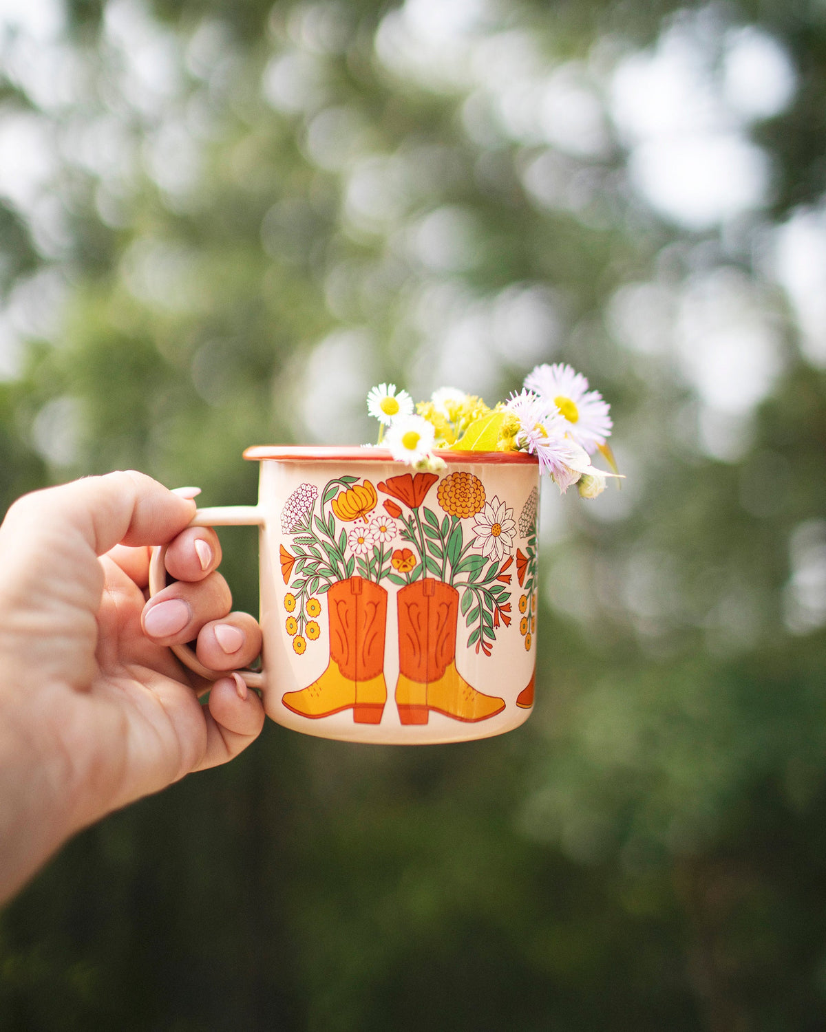 Western Bloom Enamel Mug 16oz