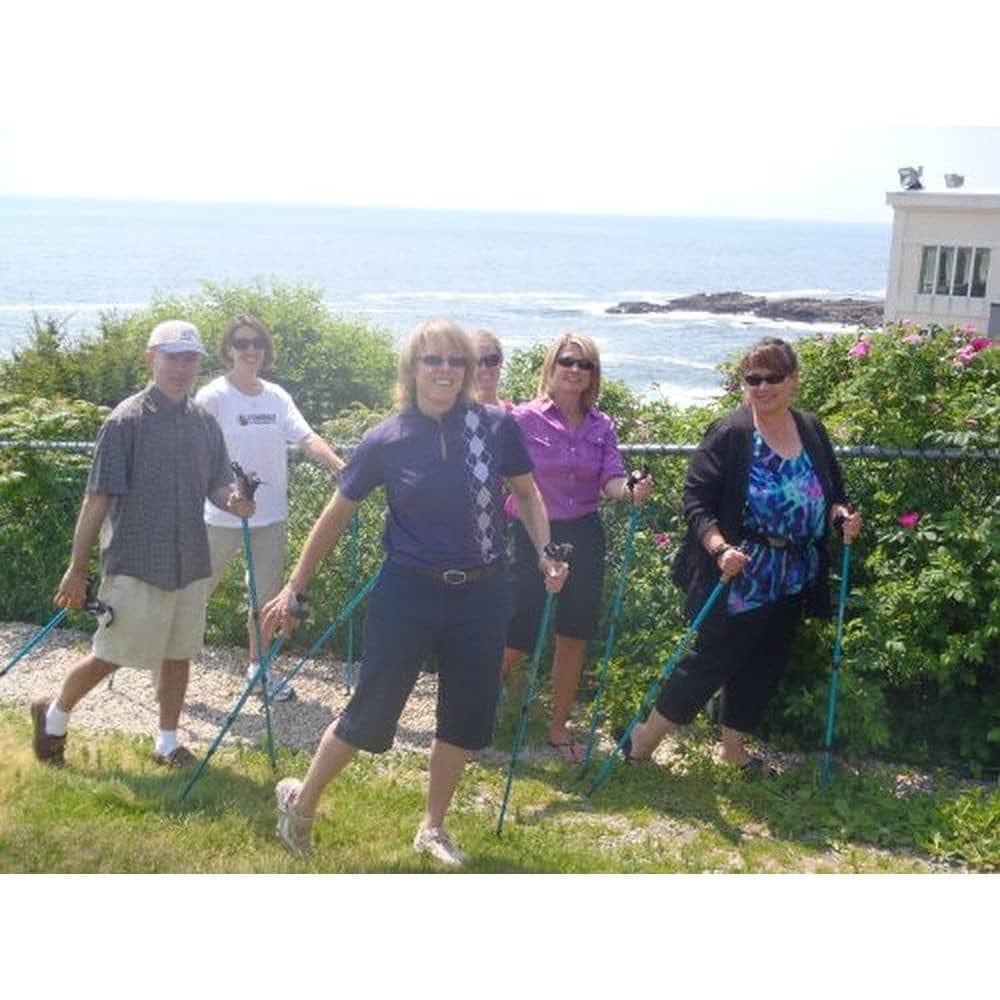Official Nordic Walking Poles - True Nordic Glove Grip w-flip locks, detachable feet and travel bag - pair - For Heights up to 6’2”